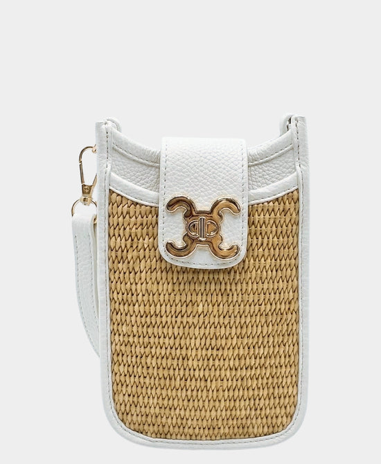 
Leather Woven Crossbody Bag in WHITE view 1
