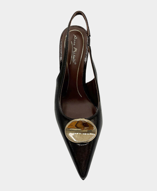 
Patent Slingback Pump w/ Gold Hardware in BROWN view 2