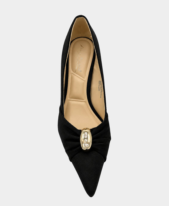 
Faux Suede Pump w/ Gold Hardware in BLACK view 2