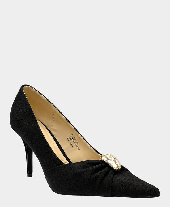 
Faux Suede Pump w/ Gold Hardware in BLACK view 1