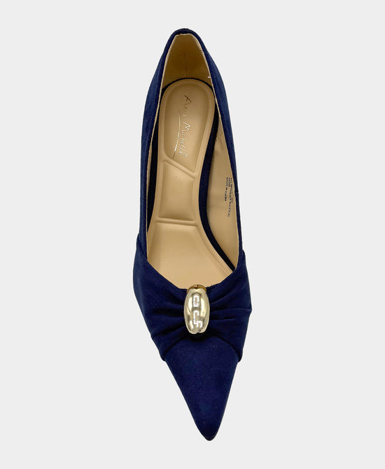 
Faux Suede Pump w/ Gold Hardware in NAVY view 2