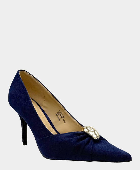 
Faux Suede Pump w/ Gold Hardware in NAVY view 1