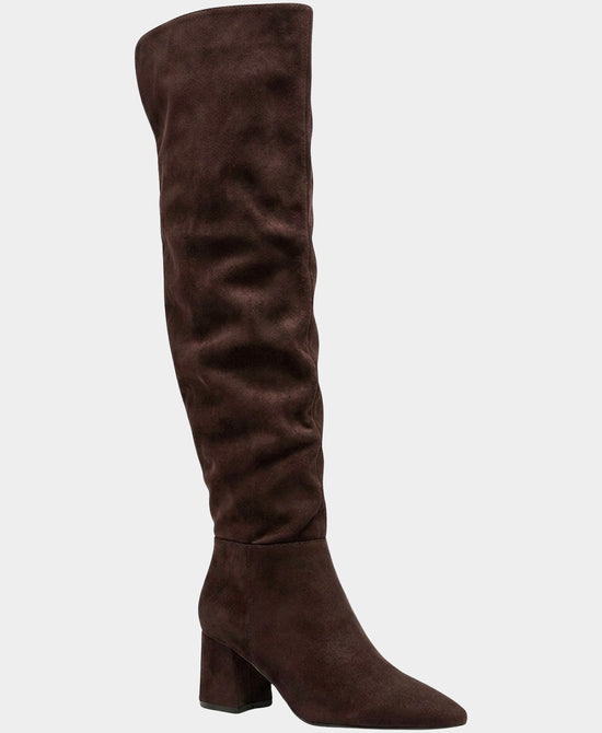 
Faux Suede Over The Knee Boot in BROWN view 1