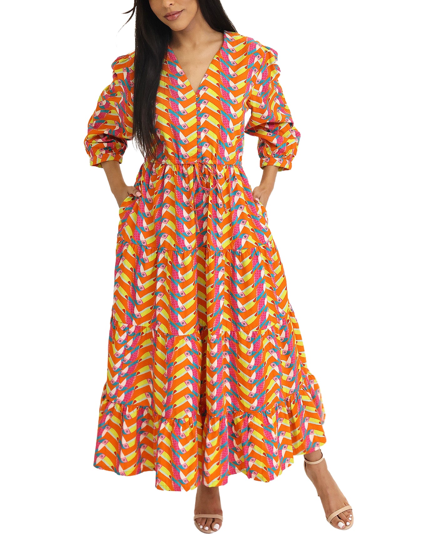 Printed Tiered Maxi Dress view 1