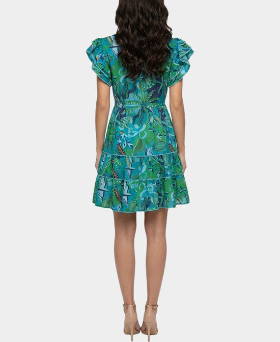 Printed Mini Dress w/ Ruffles view 2