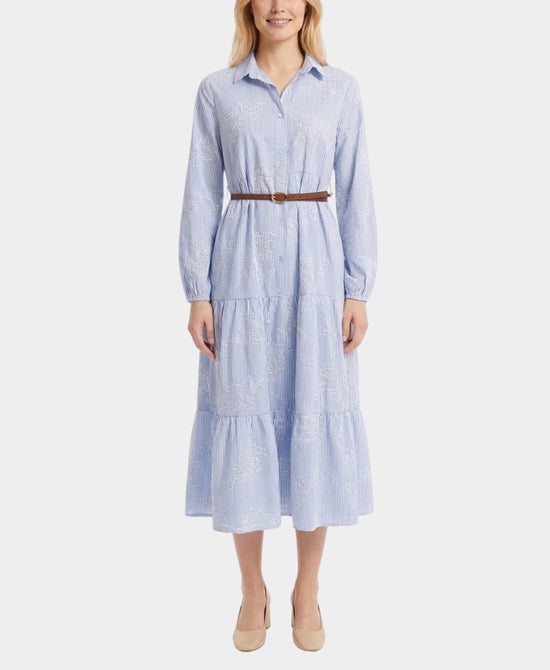 Stripe Embroidered Dress view 1