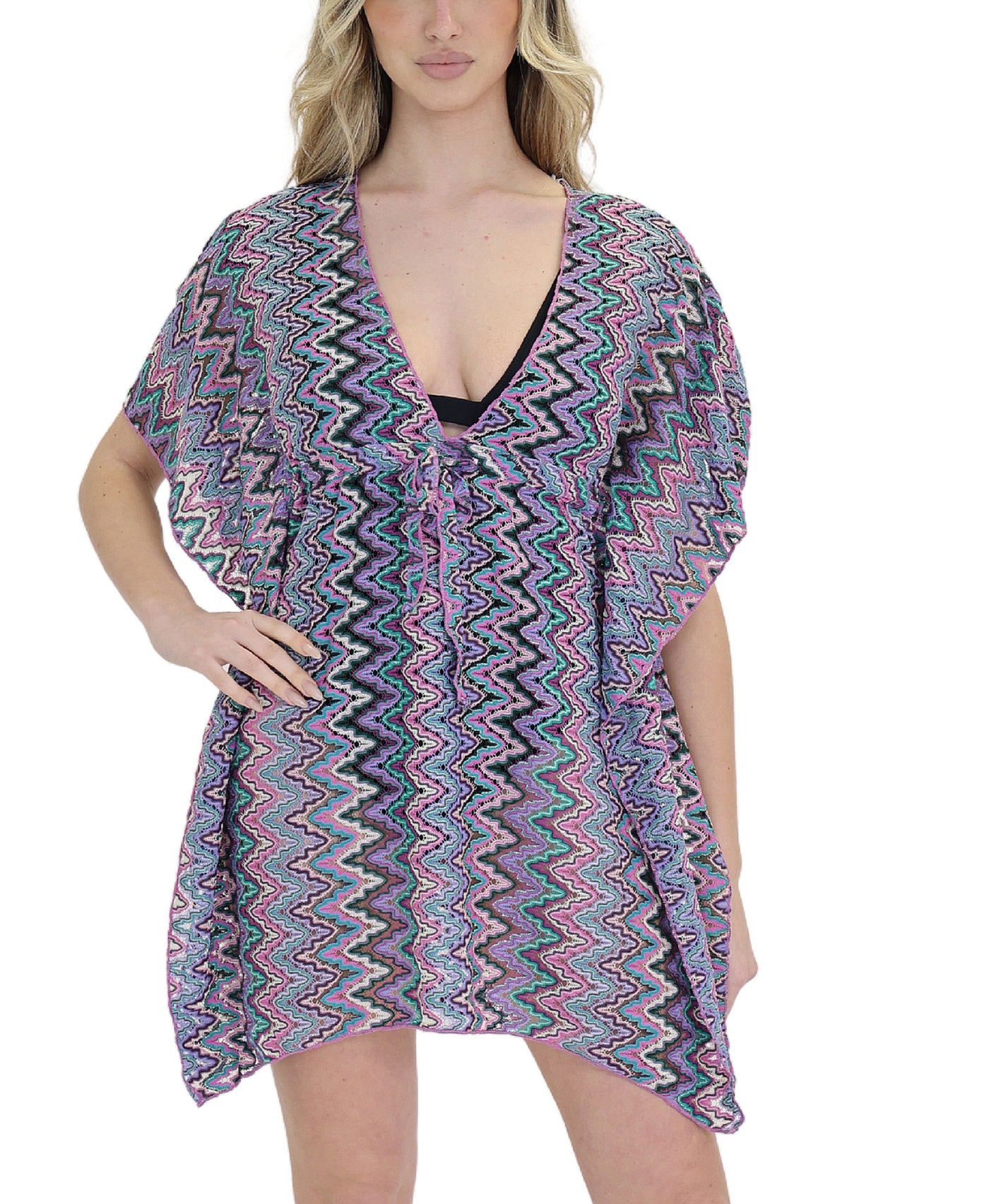 Zig Zag Print Swim Cover-Up view 1