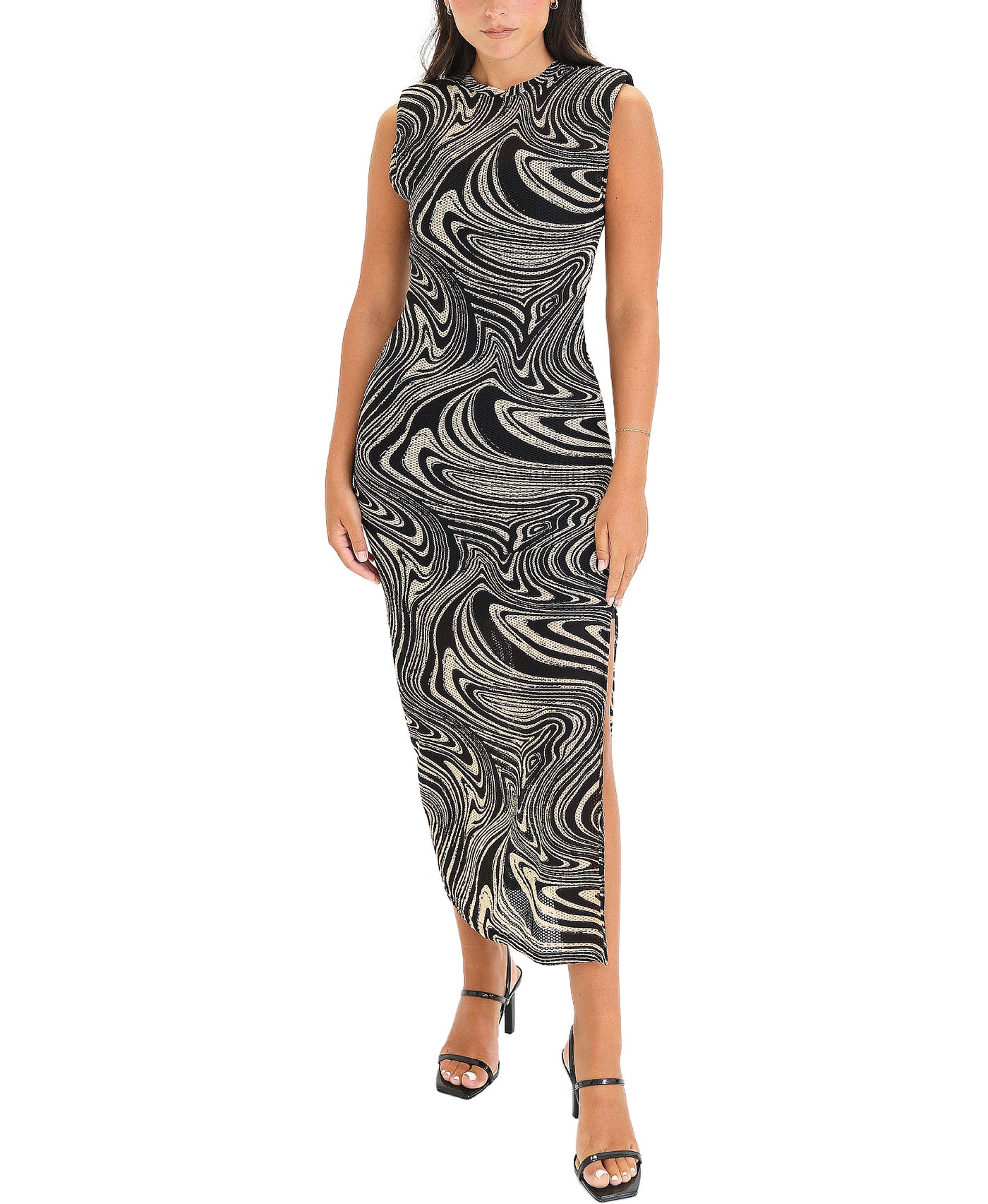 Swirl Print Mesh Maxi Dress view 1