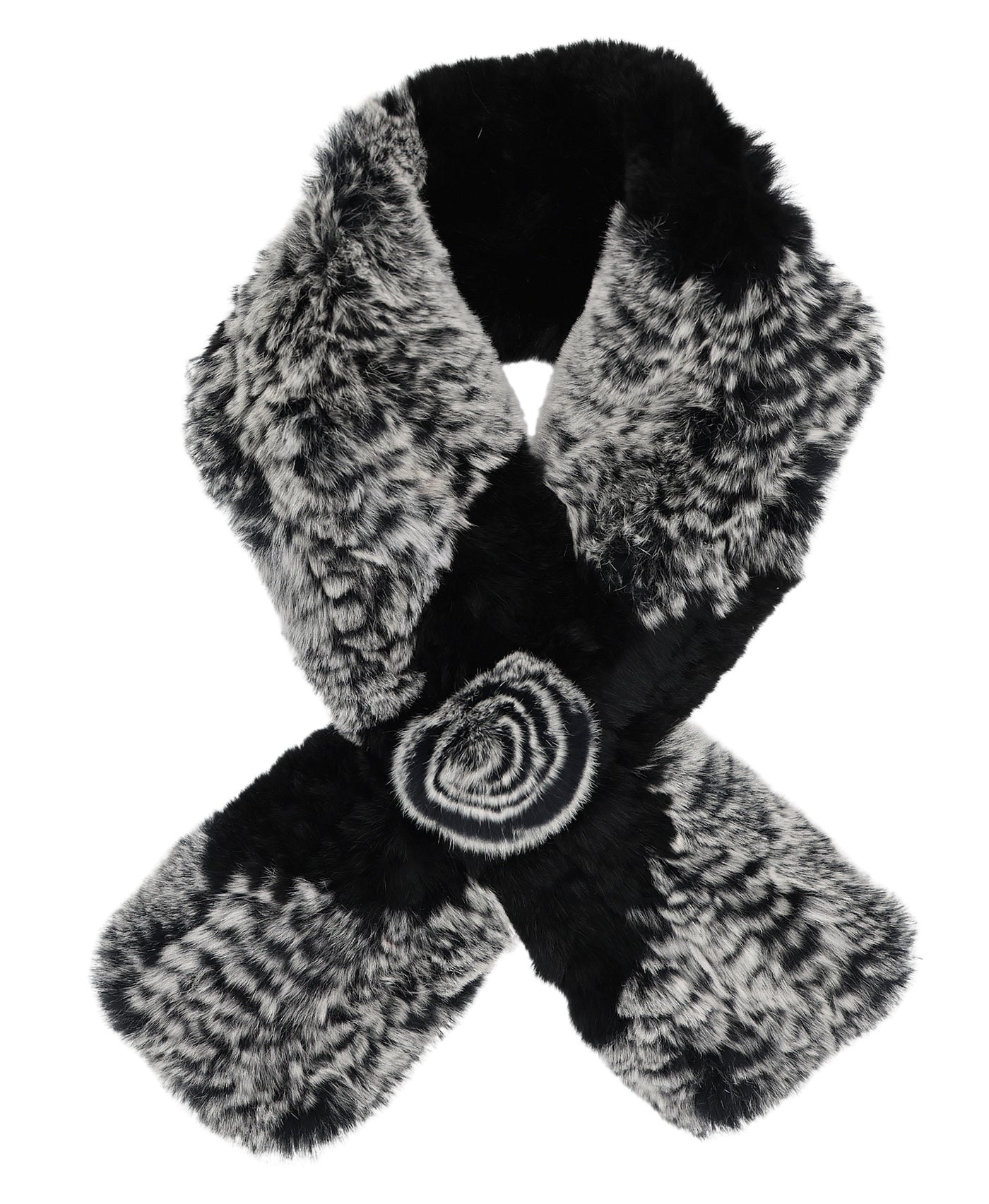Two Tone Knitted Fur Scarf image 1
