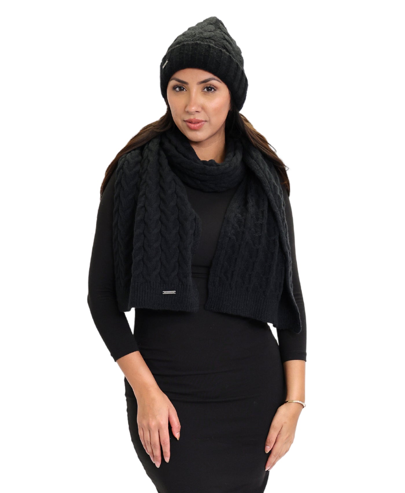 Cable Knit Hat & Scarf Set image 1