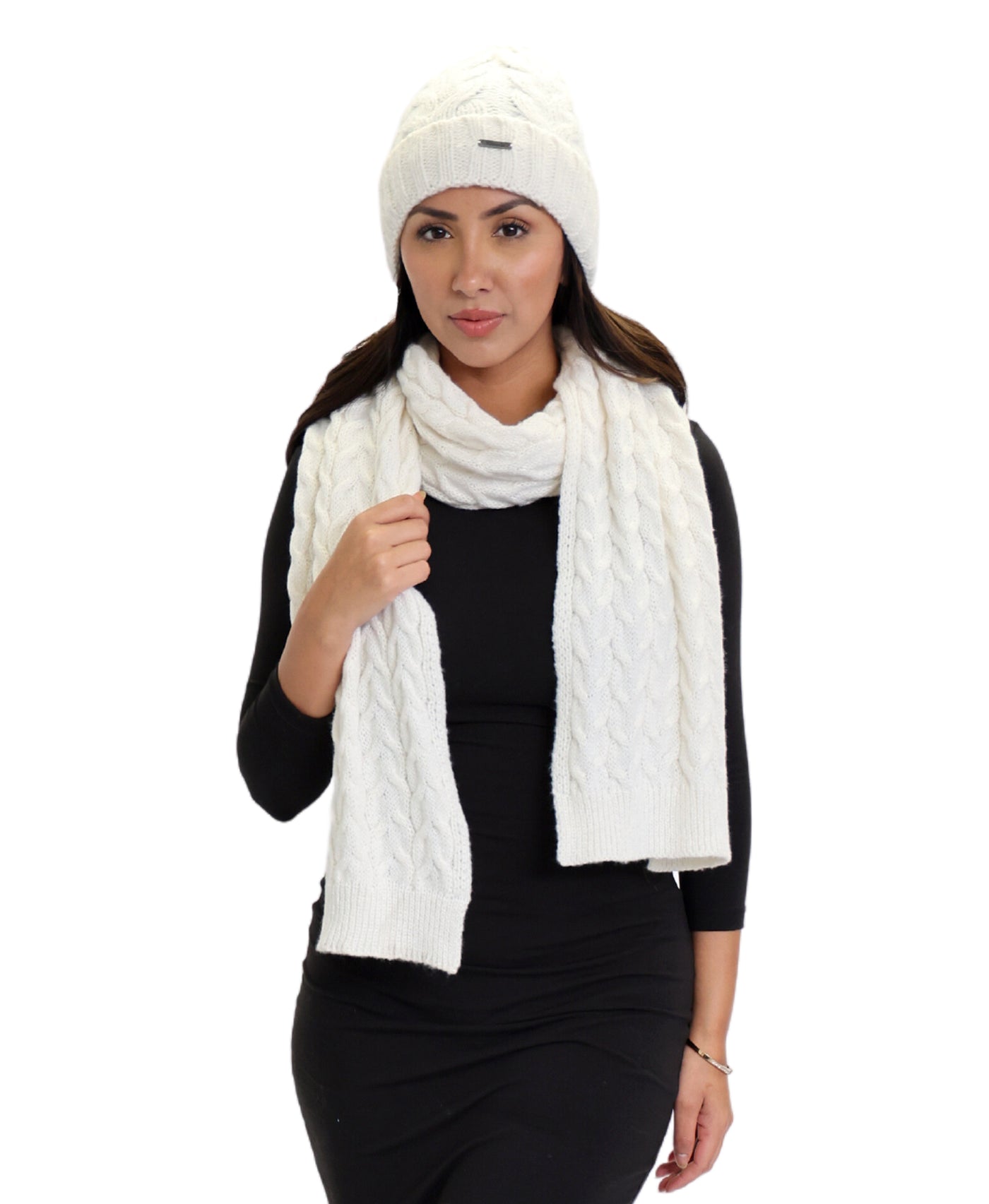 Cable Knit Hat & Scarf Set image 1