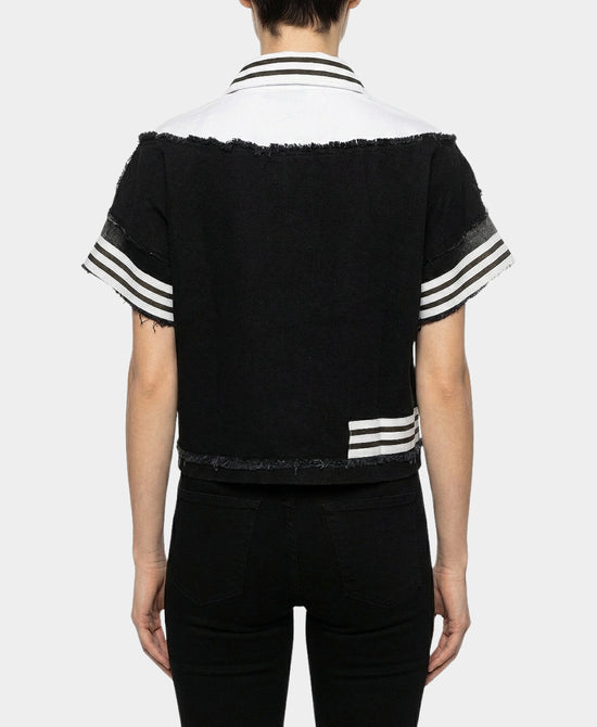 Stripe Top w/ Denim Trim view 2