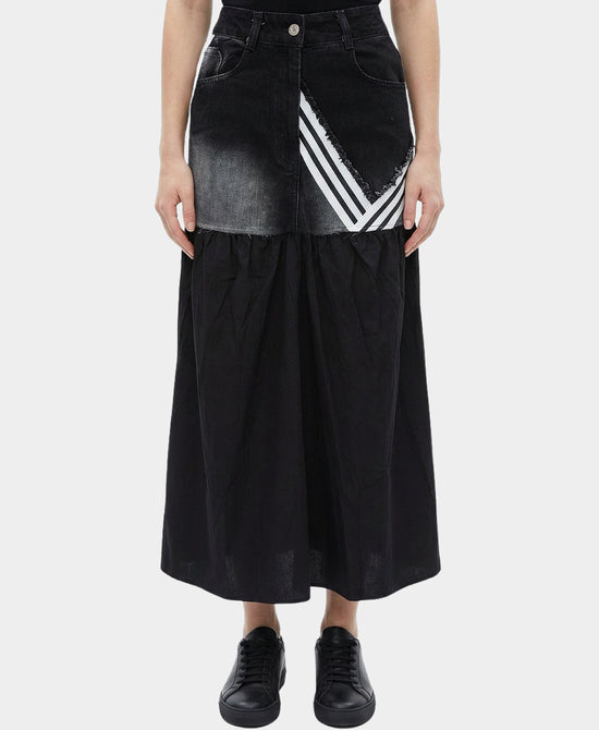 Denim Trim Midi Skirt view 1