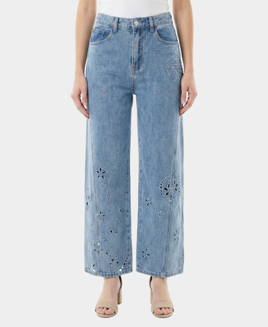 Embroidered Barrel Jeans view 1