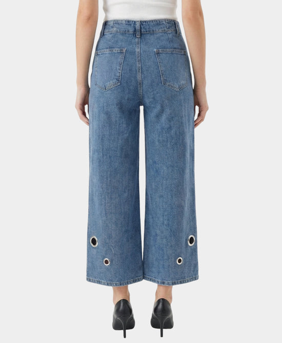 Grommet Cropped Wide Leg Jeans view 2