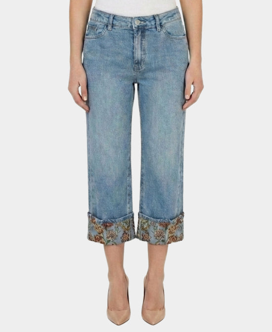 Embroidered Cropped Jeans view 1