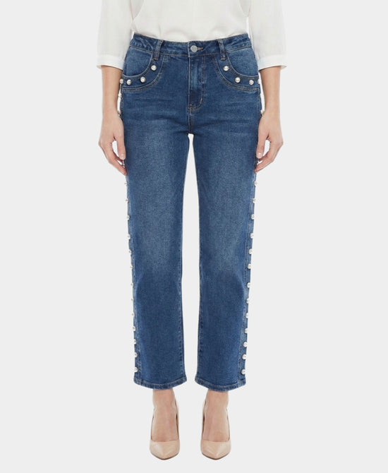 Studded Straight Leg Jeans view 1