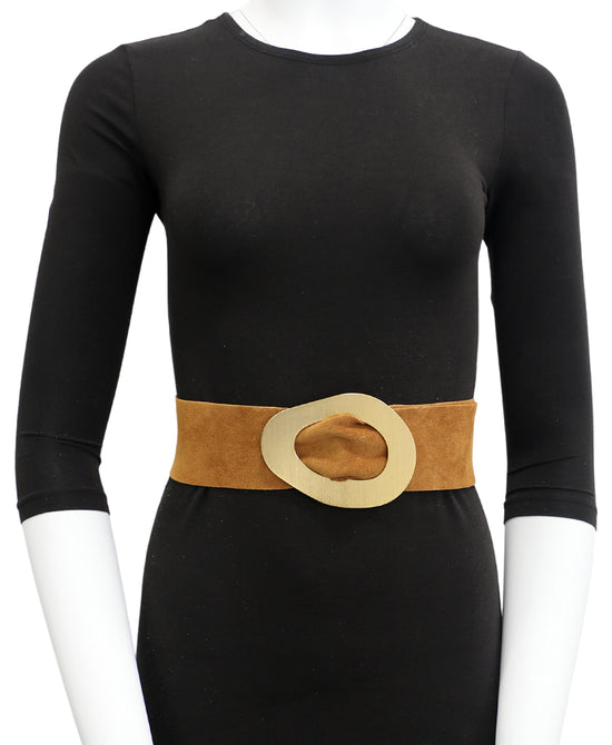 Suede Belt w/ Brushed Gold Hardware view 1