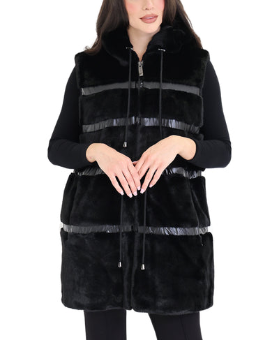 Faux Fur Vest w/ Hood image 1