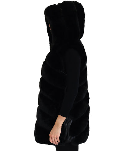 Faux Fur Vest w/ Hood image 2