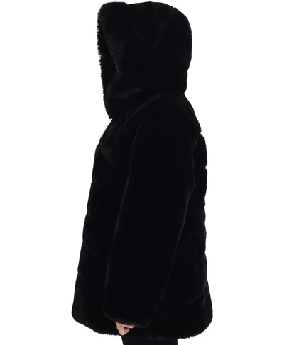 Faux Fur Chevron Jacket w/ Hood image 2