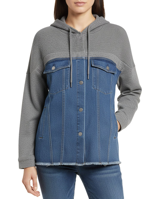 Denim & Knit Combo Shacket view 