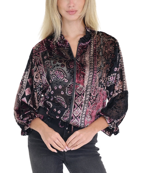 Burnout Velvet Bomber Jacket view 