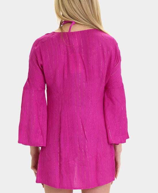 Metallic Striped Swim Cover-Up view 2