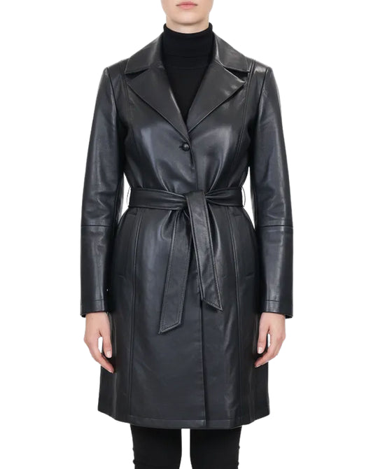 Faux Leather Trench Coat view 