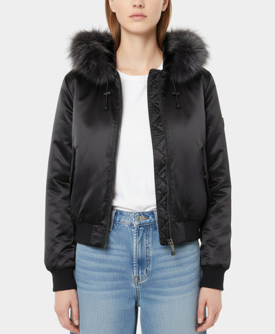 Bomber Jacket w/ Fox Fur Trim Hood image 1