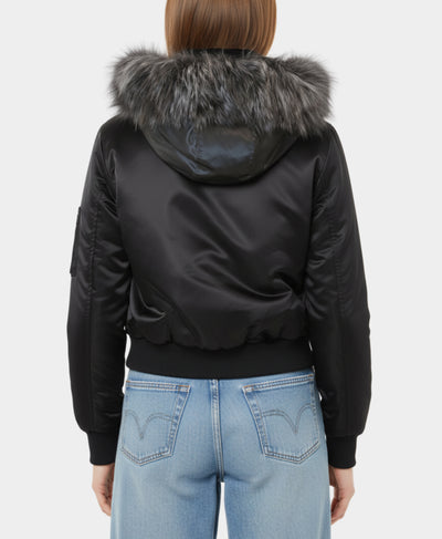 Bomber Jacket w/ Fox Fur Trim Hood image 2