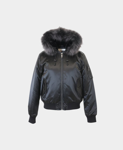 Bomber Jacket w/ Fox Fur Trim Hood image 3