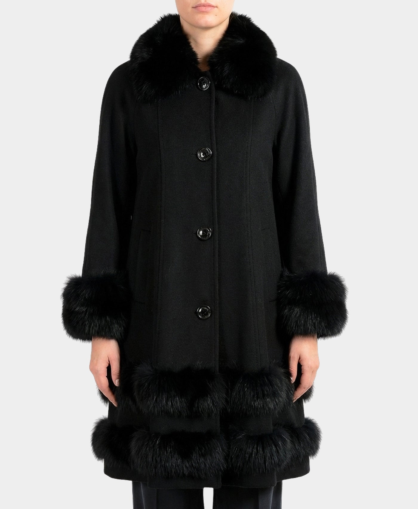 Cashmere Coat w/ Fox Fur Trim view 1