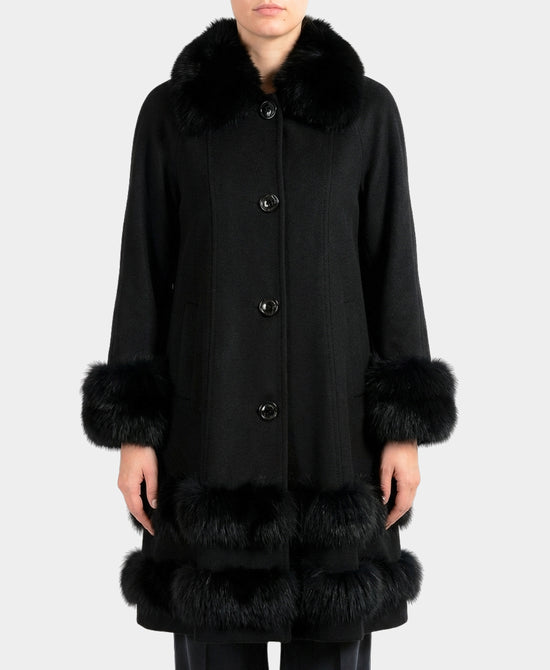 Cashmere Coat w/ Fox Fur Trim view 