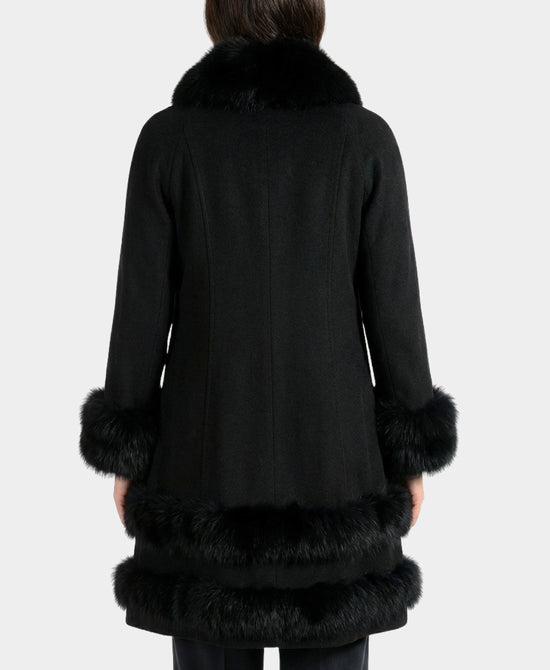 Cashmere Coat w/ Fox Fur Trim view 