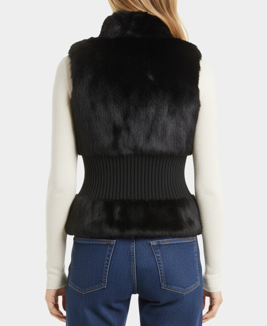 Fur Vest w/ Knit Trim view 
