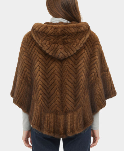 Mink Chevron Hooded Poncho image 2