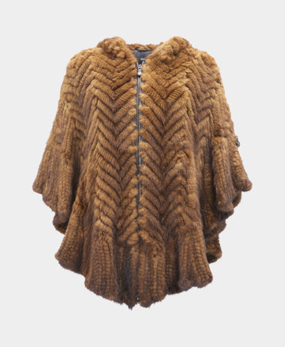 Mink Chevron Hooded Poncho image 3