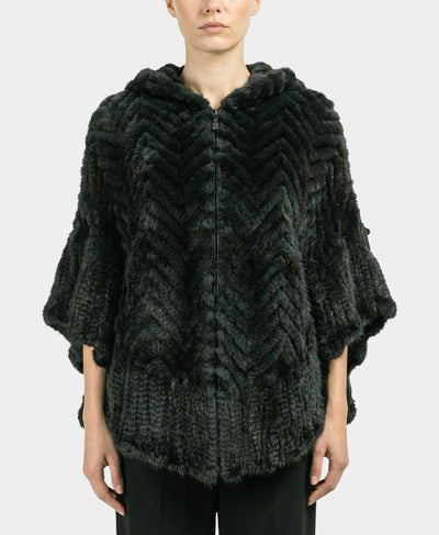 Mink Chevron Hooded Poncho image 1