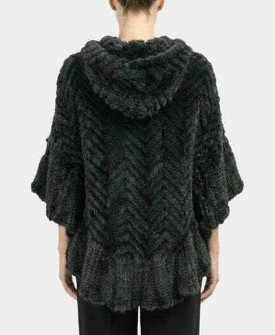 Mink Chevron Hooded Poncho image 2