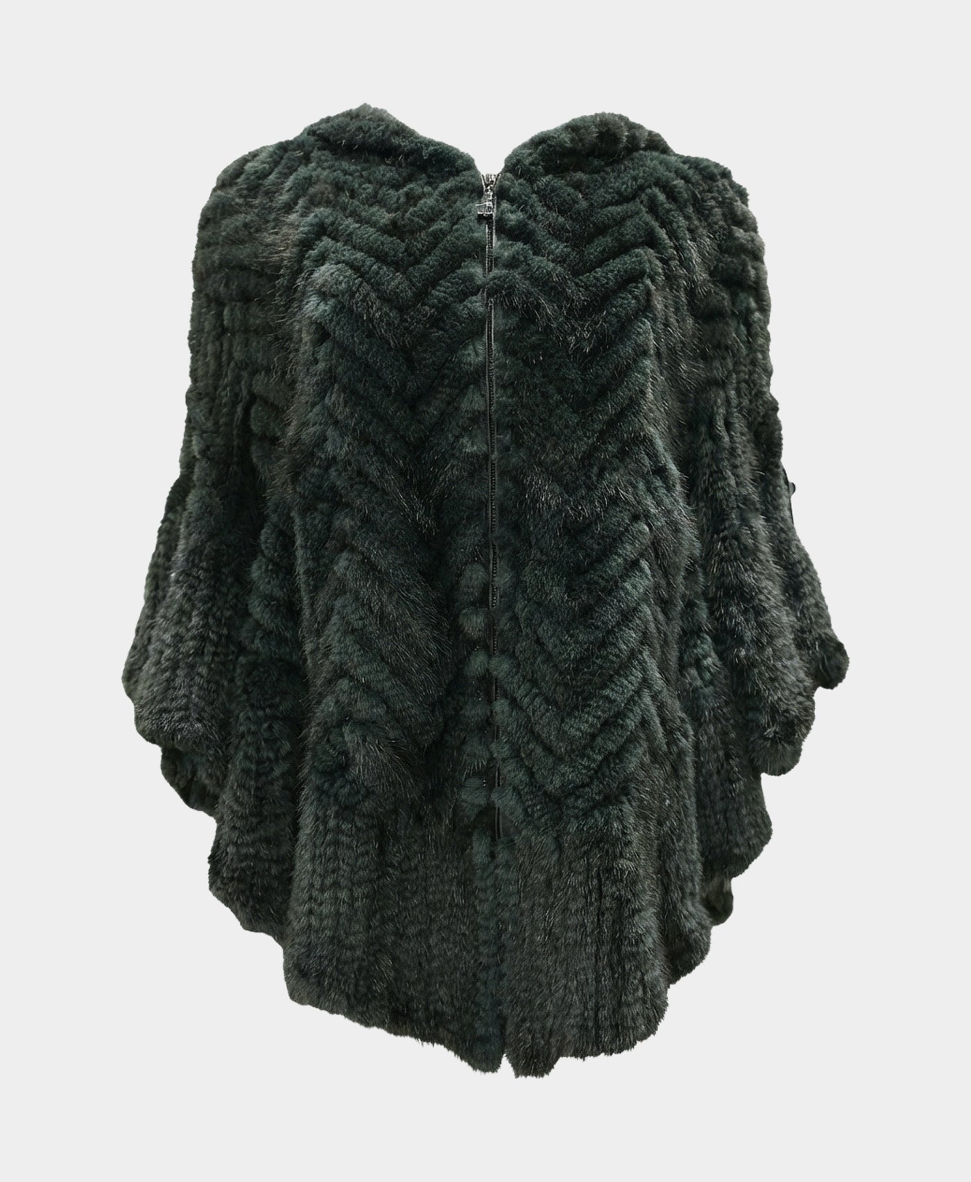 Mink Chevron Hooded Poncho view 3