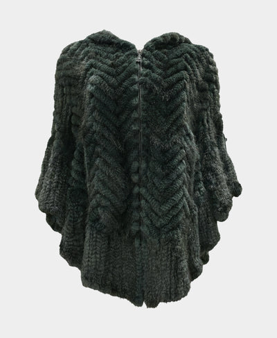 Mink Chevron Hooded Poncho image 3