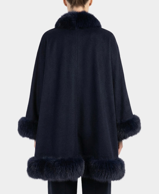 Cashmere Cape w/ Fox Fur Trim view 