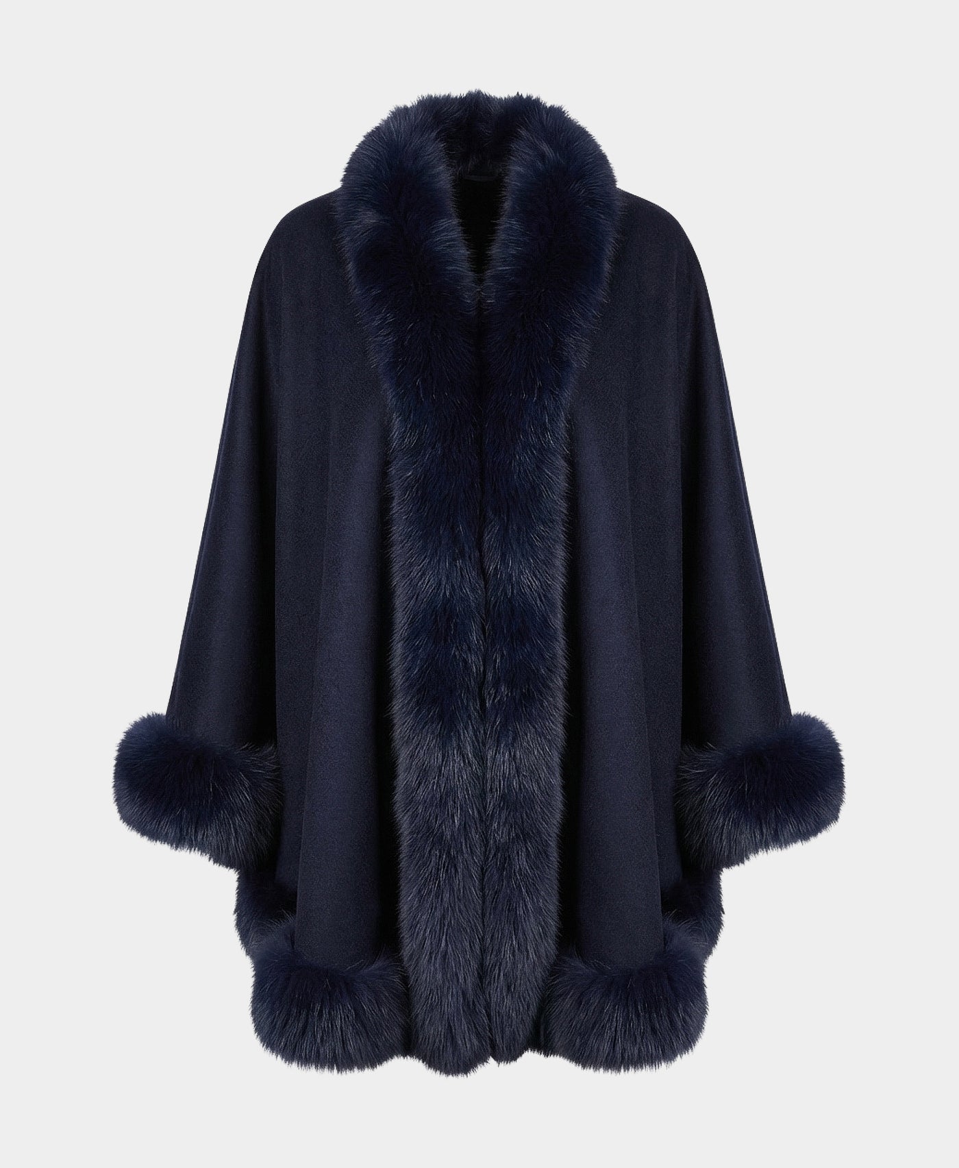 Cashmere Cape w/ Fox Fur Trim view 3