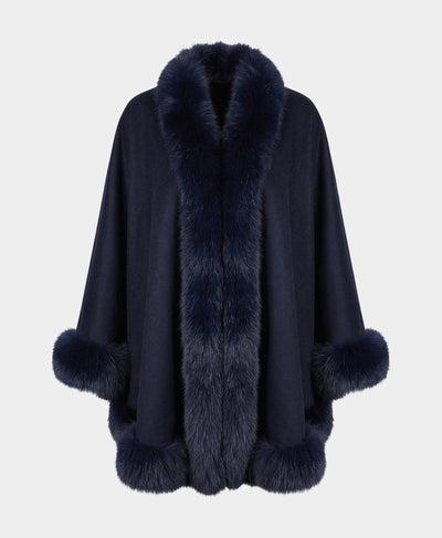 Cashmere Cape w/ Fox Fur Trim image 3