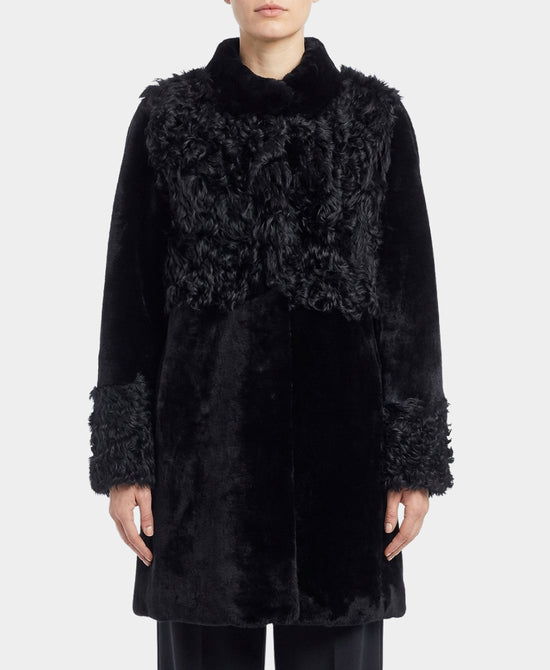 Shearling Coat w/ Fur Trim view 