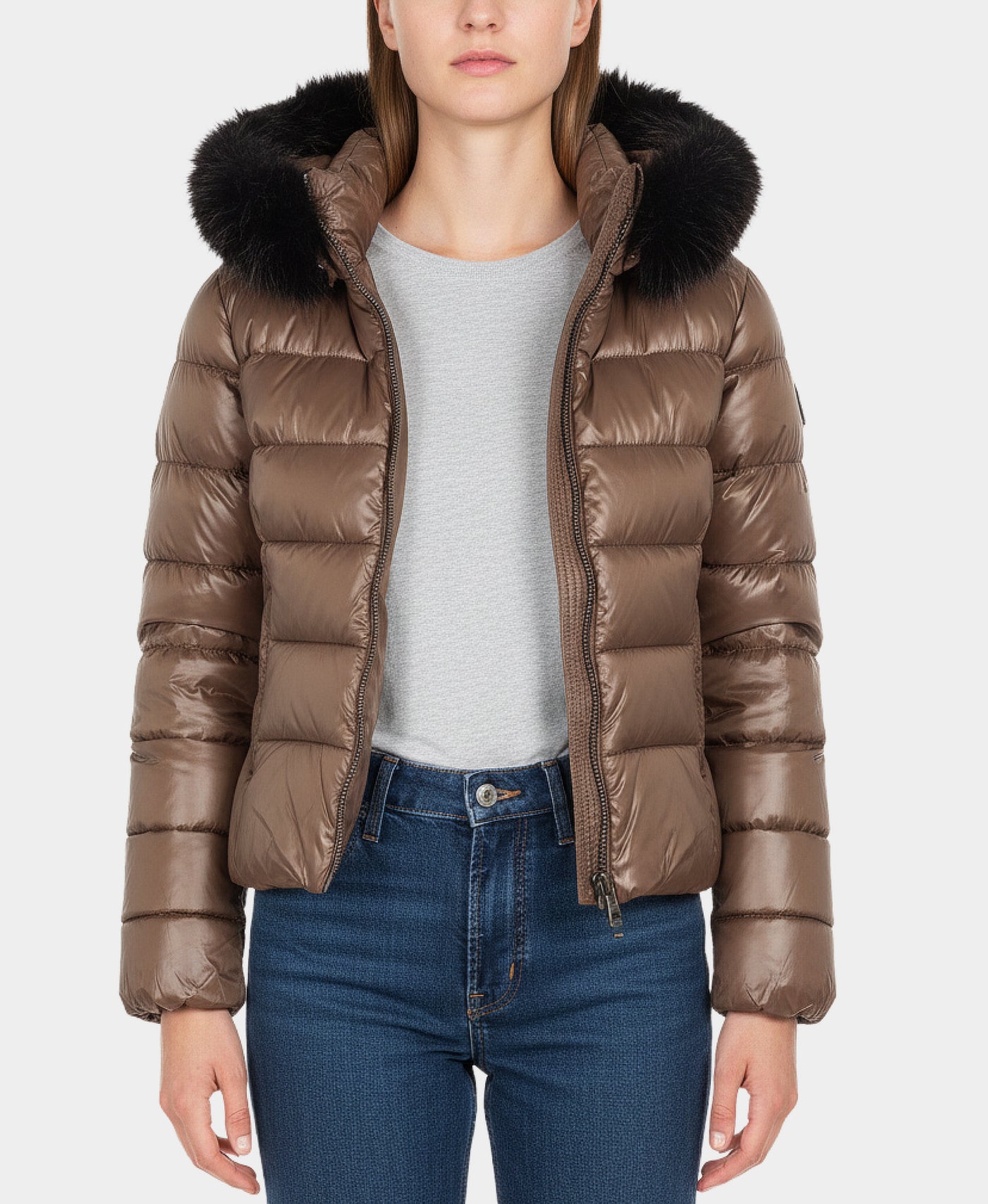 Reversible Faux Fur Trim Puffer w/ Hood view 5