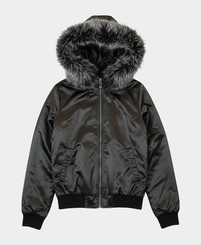 Bomber Jacket w/ Faux Fur Trim Hood image 4