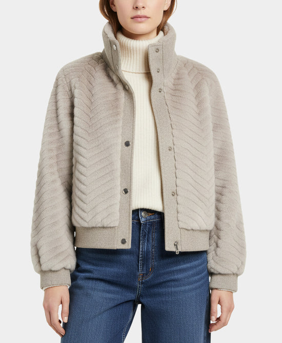 Faux Fur Jacket w/ Wool Trim view 