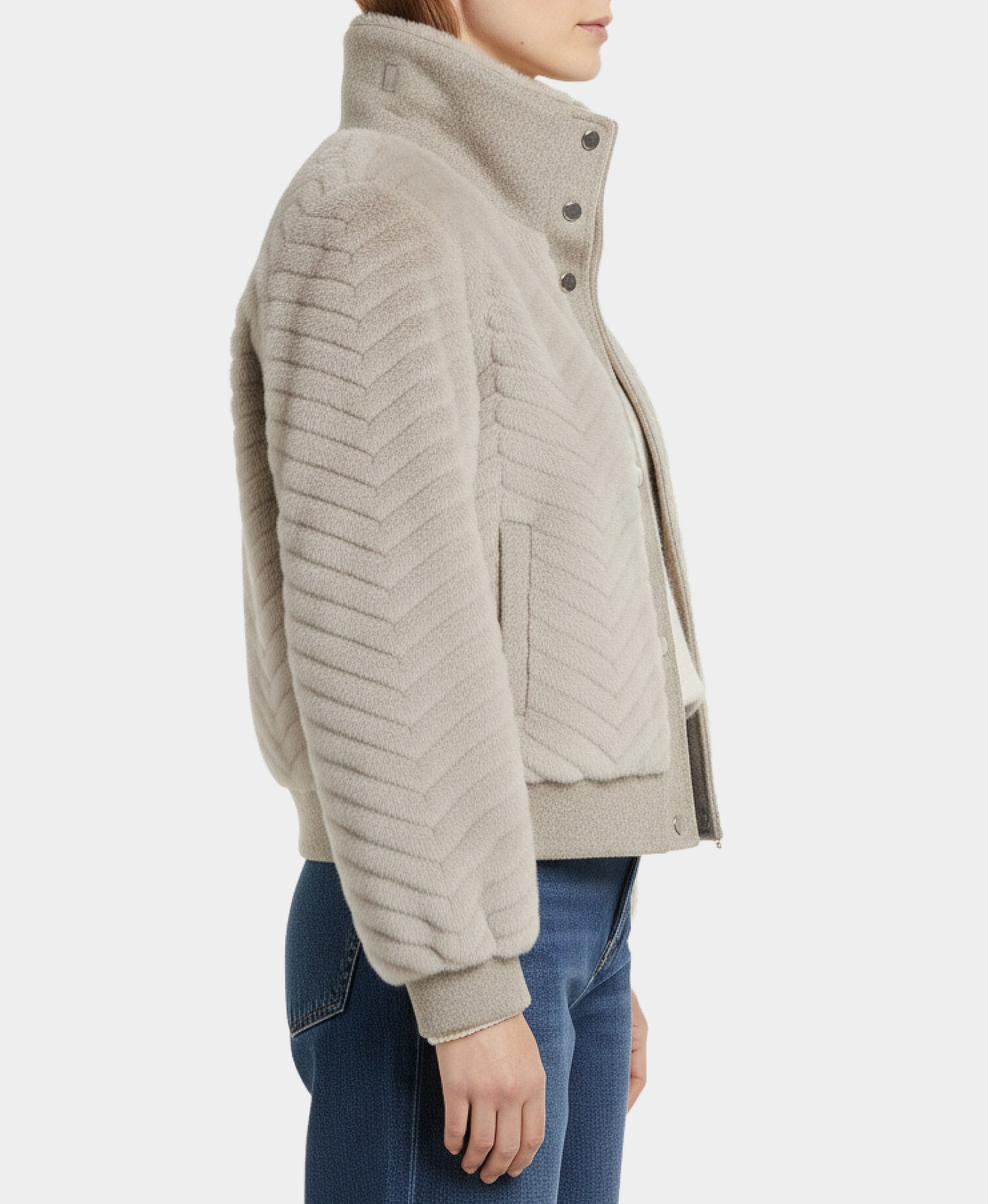 Faux Fur Jacket w/ Wool Trim view 2